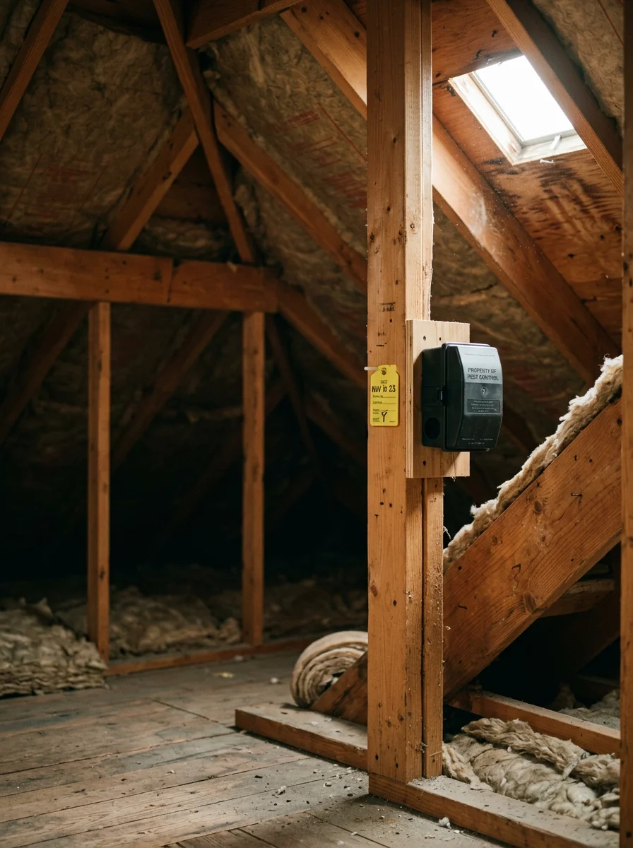 Interior attic space showing wooden framing and insulation in a Mansfield home