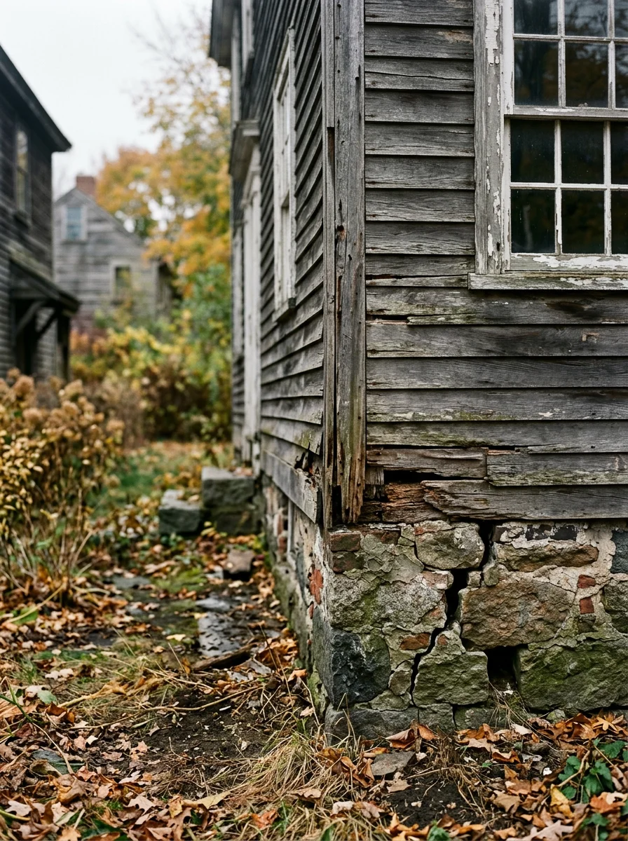 Pre-1939 wood-frame house in Salem with foundation and siding vulnerable to termite and rodent damage