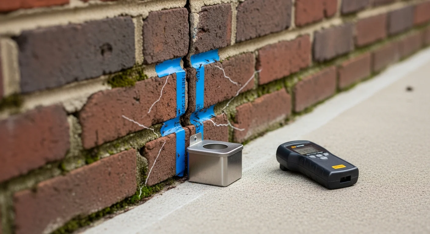 A pest control technician from Lighthouse Exterminators LLC applying a perimeter treatment along the foundation of a Boston residential property. Ant trails are visible near a ground-level entry point on the exterior brick wall.