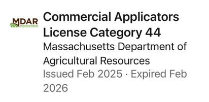 Commercial Applicators License Category 44 - Massachusetts Department of Agricultural Resources